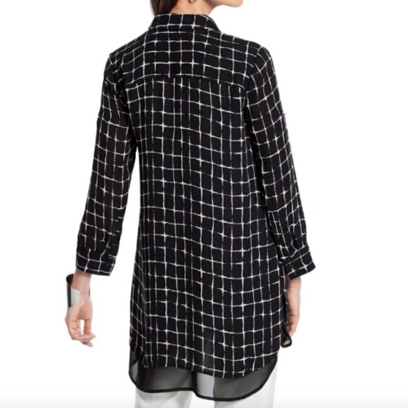 Chico's Black Label Grid Pattern Tunic Top Sz 0 (S/4) #2E - Picture 3 of 14